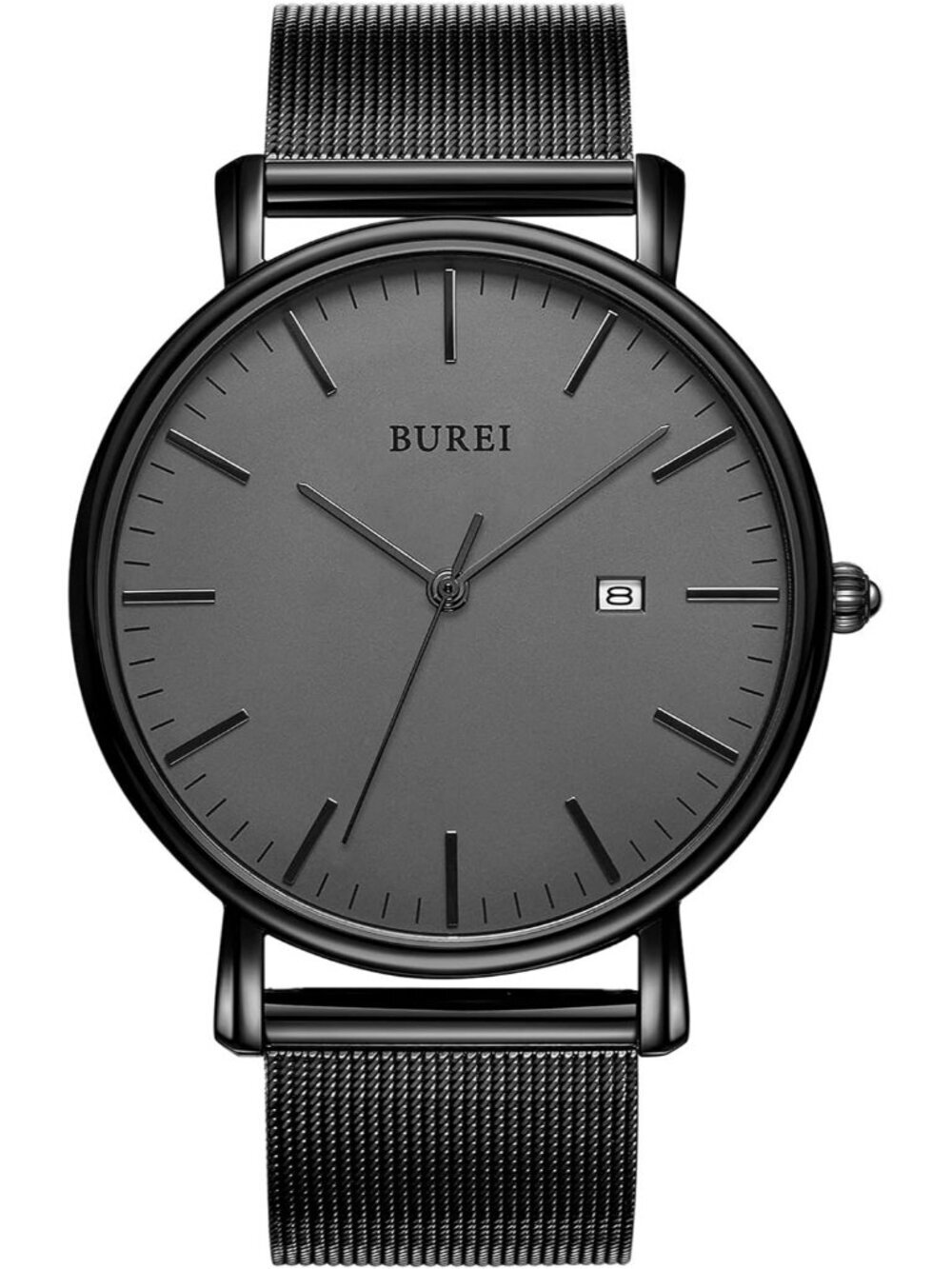 Men's Black Classic Mesh Strap Minimalist Analog Quartz Waterproof Wrist Watch - Picture 1 of 6